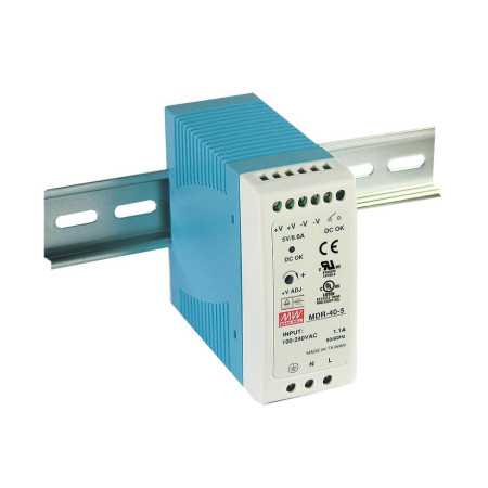 MDR-40-48 DIN rail power supply, 40W, 48V, 0.83A, MEAN WELL