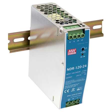 NDR-120-48 DIN rail power supply, 120W, 48V, 2.5A, MEAN WELL