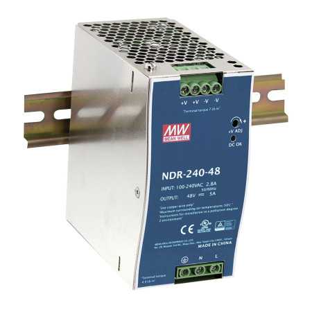 SDR-240-48 DIN rail power supply, 240W, 48V, 5A, MEAN WELL