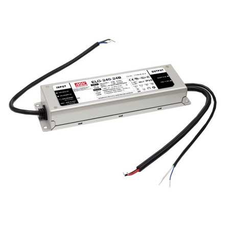 ELG-240-24AB-3Y Led driver, IP65 240W, 24V, 10A CV+CC dimmable + PE, MEAN WELL