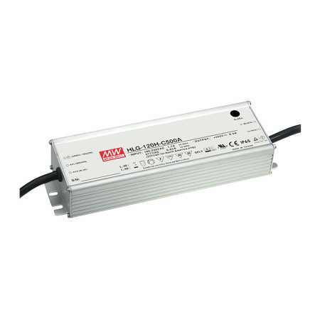 HLG-120H-C500A LED driver, IP65 150W, 150-300V, 500mA CC, MEAN WELL