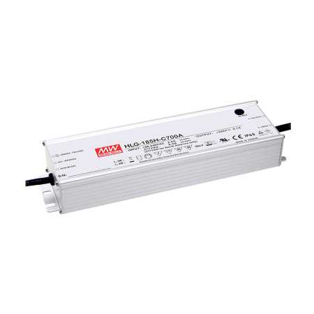 HLG-185H-C1050AB LED driver, IP65 199.5W, 95-190V, 1050mA CC dimmable, MEAN WELL