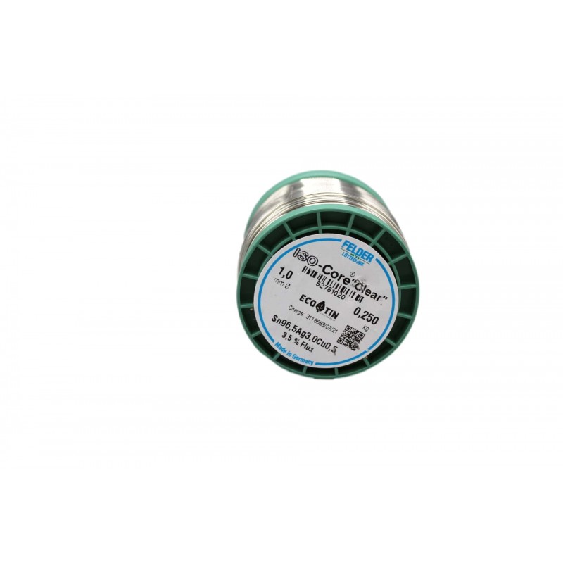 52761020 Felder solder wire, lead-free, SAC (Sn96,5Ag3,0Cu0,5), 1 mm, 250g, roll